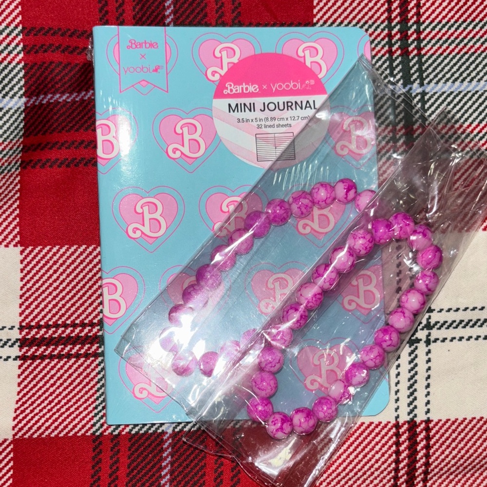 Barbie x Yoobi Mini Journal & Pink Bracelets